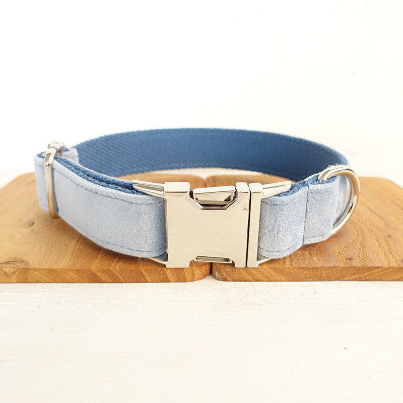 Sky Blue Velvet Collar and Leash Set